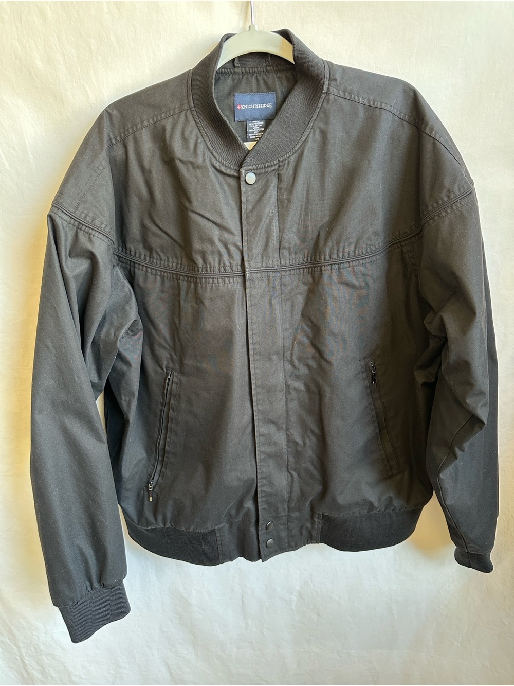 Vintage Knightsbridge black men’s zip-up jacket, size L